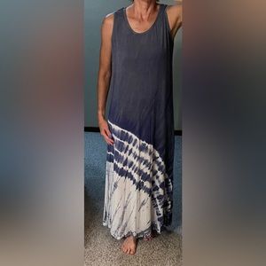 Maxi dress blue with tie dye